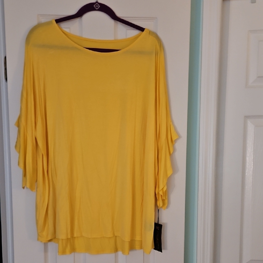 DG2 by Diane Gilman Yellow Ruffled Blouse